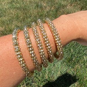 Vintage 80s Gold serpentine coil wrap layered  snake style  bracelet